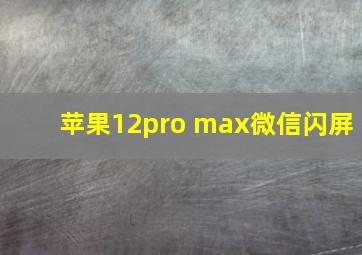 苹果12pro max微信闪屏